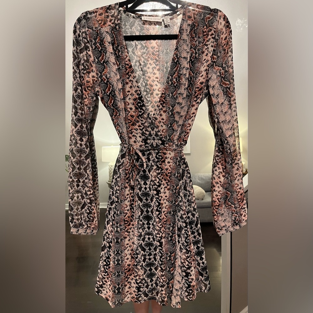Langsura patterned MIDI Wrap Dress Long Sleeve
